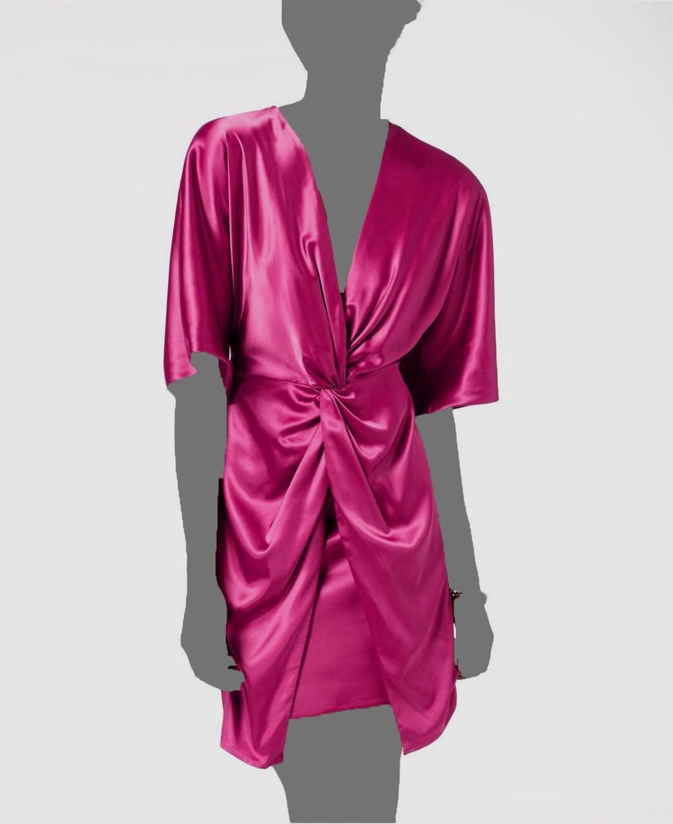 laundry pink dress $359 Laundry Shelli BY Segal Womens Pink Twist Front Satin A-Line Kimono  Dress 6