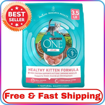 Purina ONE Plus Healthy Kitten Formula Dry Food with Chicken, 3.5 lb Bag