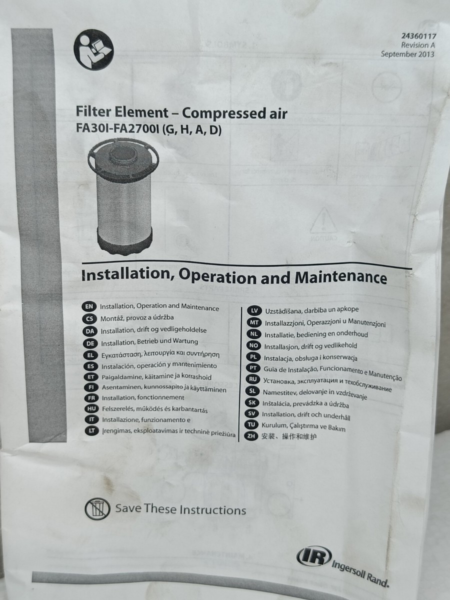 Filtre Haute Efficacité Ingersoll Rand 24242596 - Pour Compresseur à Vis - Neuf