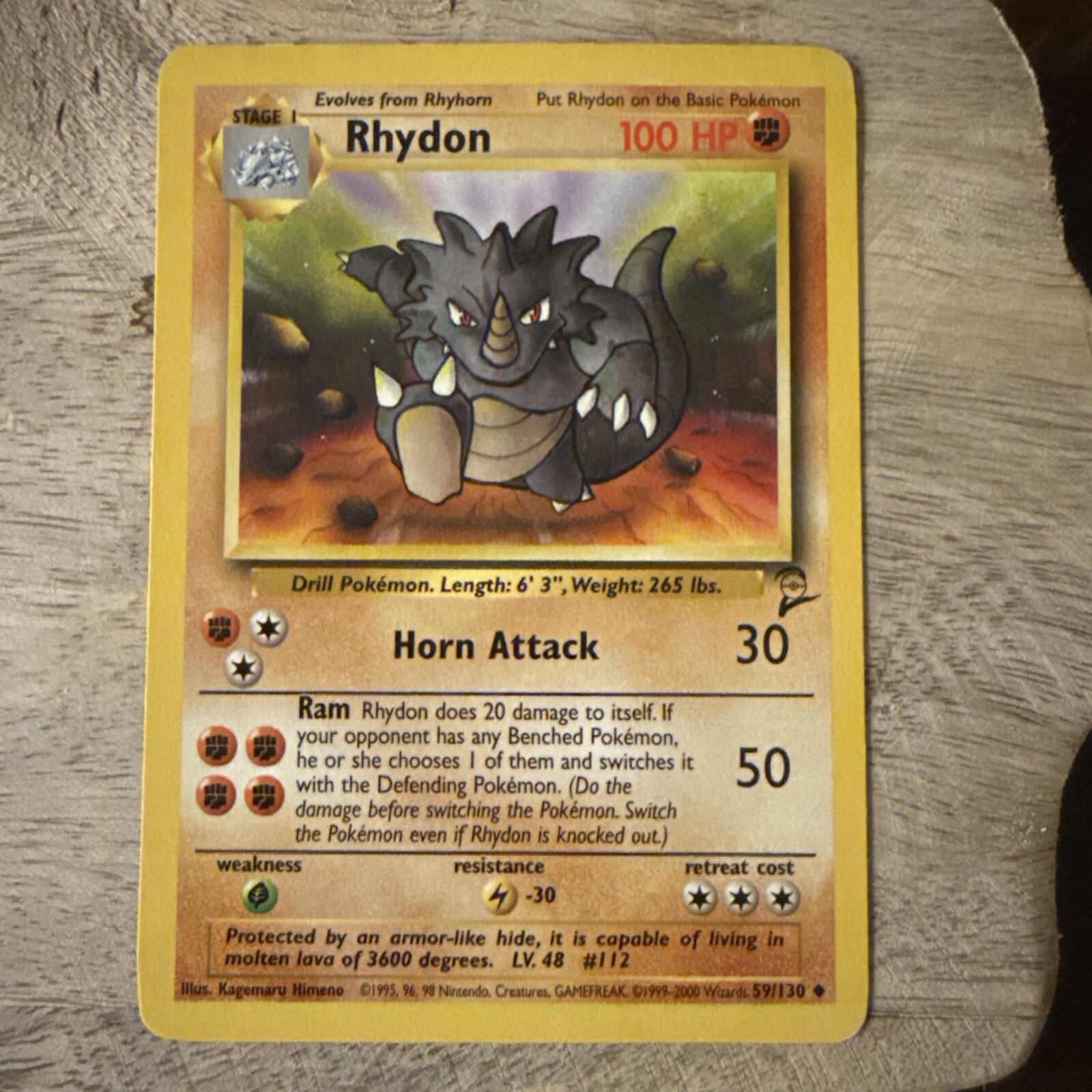 RHYDON - 59/130 - Base Set 2 - Pokemon Card - LP