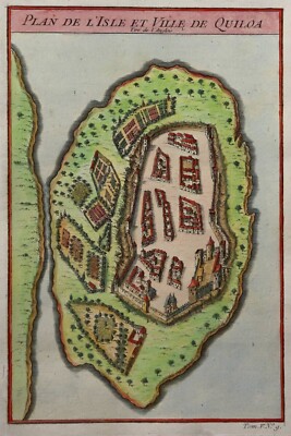 Tansania - Kilwa Kisiwani - Plan de l'Isle et ville de Quiloa - du Halde 1746
