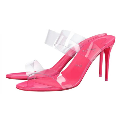 Christian Louboutin Just Nothing 85 Pink Patent PVC Sandal Mule