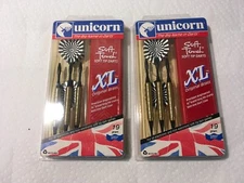 2 Sets of Unicorn XL Original Brass Soft Tip Darts with Hard Case 19g