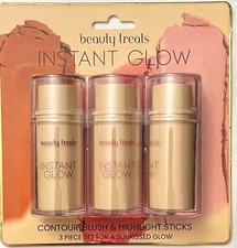 Beauty Treats 3 Piece set Instant Glow Contour, Blush & Highlight Sticks