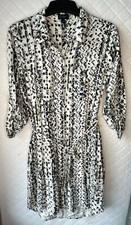 Jessica Simpson 3/4 Sleeves Button Down Shirtdress Black And White Size Small