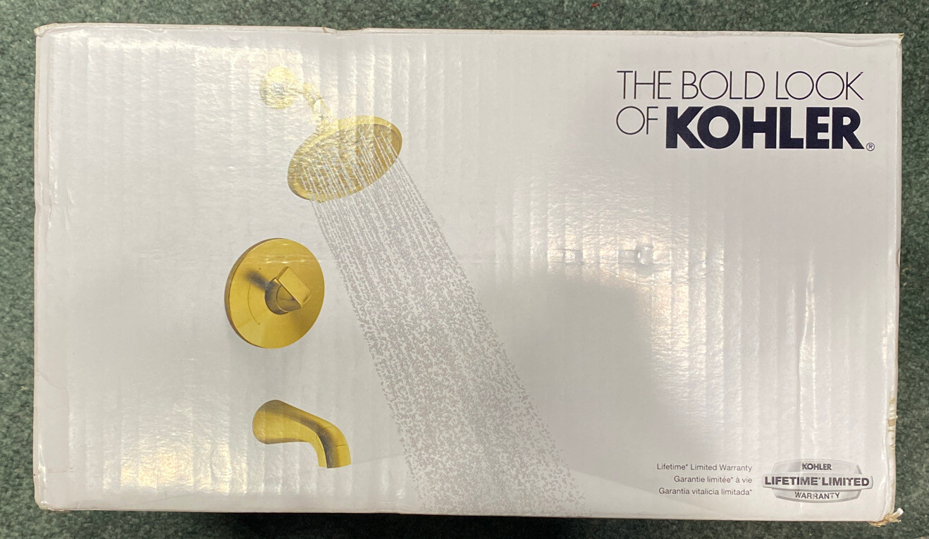 Kohler Cursiva 3 Spray Tub Shower Faucet Brushed Brass With Valve BRAND