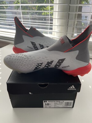 Adidas Predator Freak + Turf Shoes - White/MetallicIron/SolarRed - 10.5