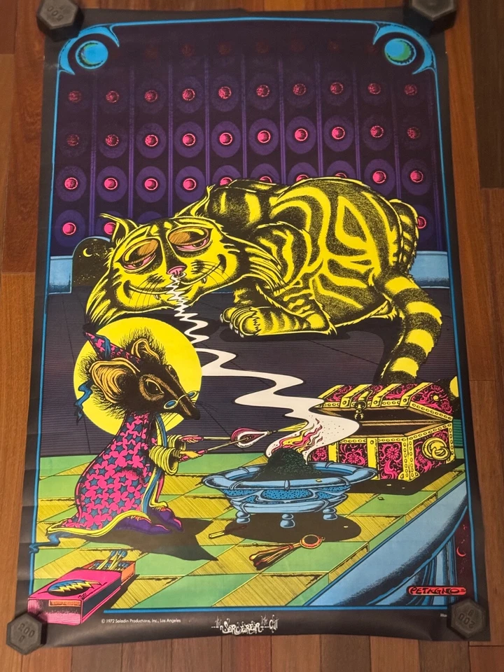 Vintage Petagno 1972 Sorcerer & the Cat Mouse Rat Blacklight Poster - Image 2 of 4