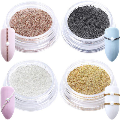 GZMAYUEN Kaviar Perlen Nägel 3D Mini Micro Nail Art Silber Gold Roségold Schwarz