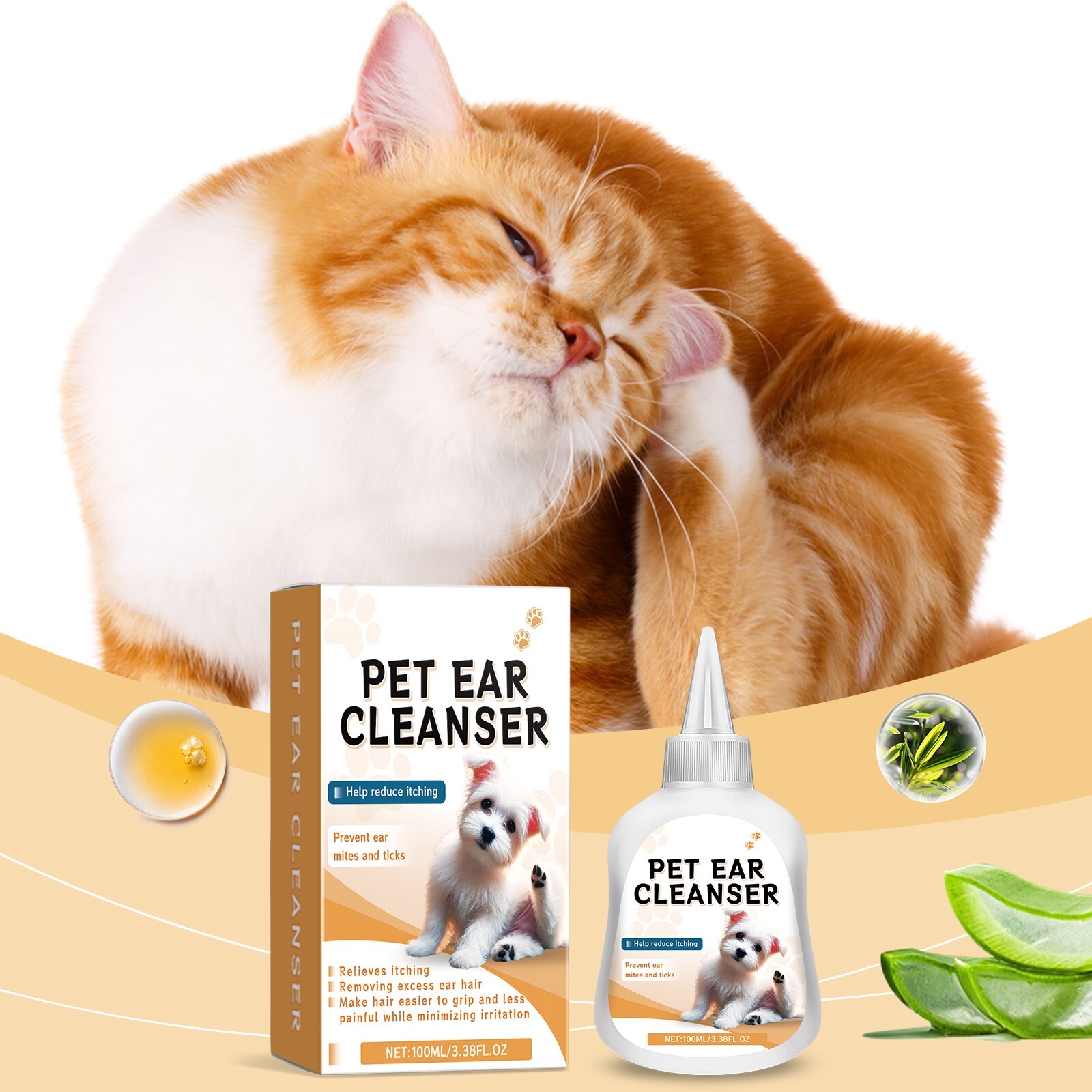 Pet Ear Cleaner  Ear Mite Cleaner Is Gentle And Non-irritating, Ear Odor, Dirt