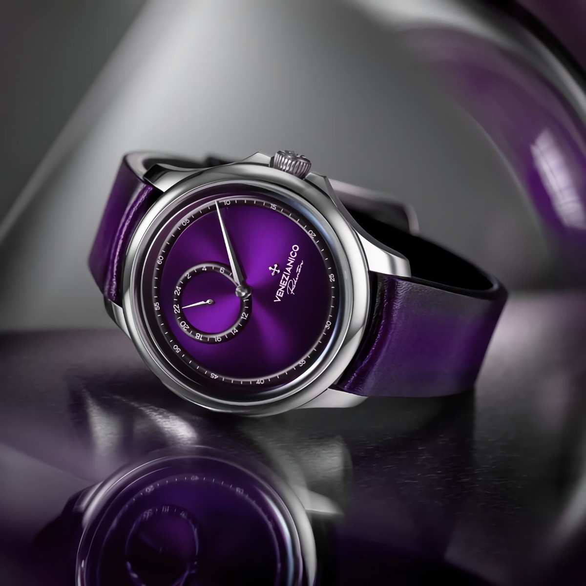 Saint EtienneセイントエティエンヌHobart Paving7インチ VENEZIANICO Redentore Enigma 1221572 40mm Purple Dial Stainless