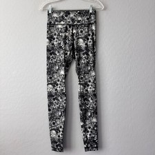 Lululemon Floral Leggings High Rise Yoga Pants Black White Athleisure Size 4