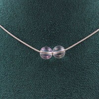 Steine Und MinéRaux. Halskette 2 Perlen Quarz Titan 8 MM Kette Stahl GefräSt