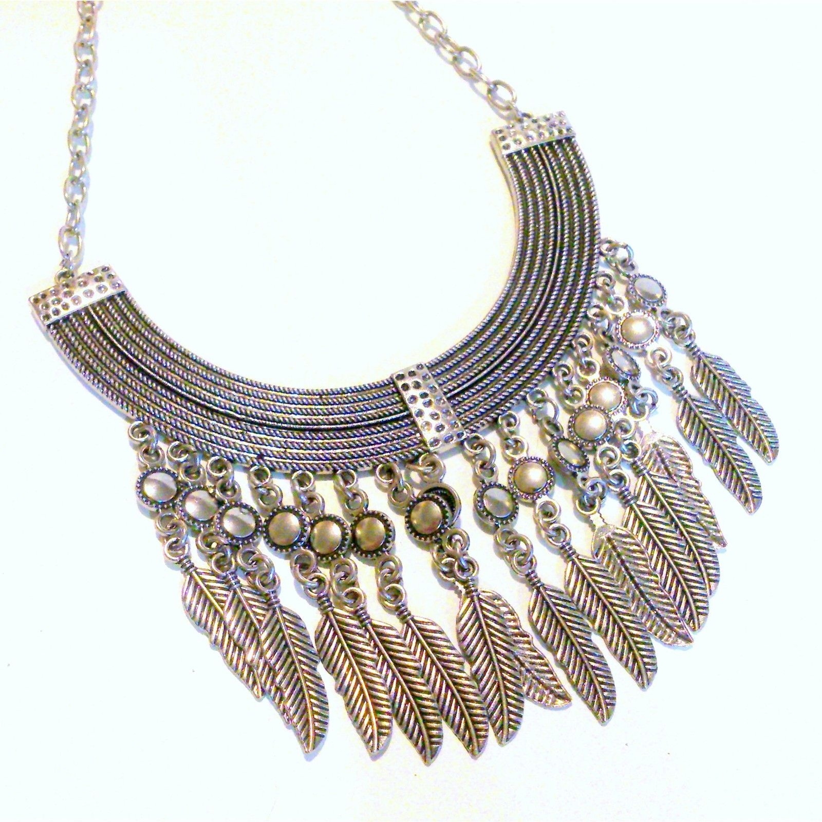 Boho Inspired Feather Accented Statement Necklace - image 1