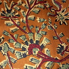 Ethnic Cotton Earth Tone Floral Print Gold Green Blue Wine 43" x 51"