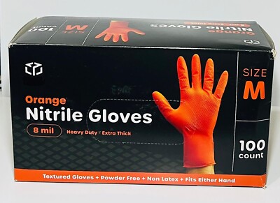 Comfy Package 8 Mil Disposable Orange Nitrile, Industrial 100 count