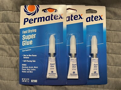 3-Pack Permatex 82190 Fast Drying Super Glue, .07oz Tubes