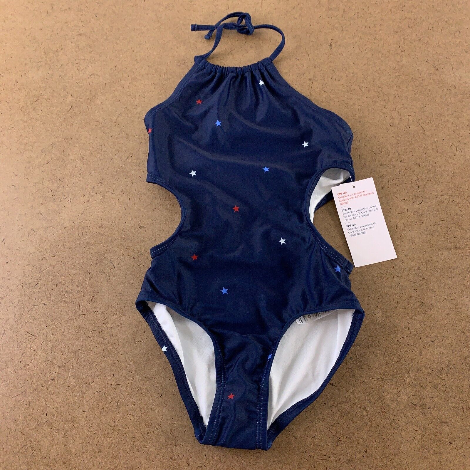 SALE Cool Vintage Navy Blue & Gold Nautical One Piece Swimsuit 