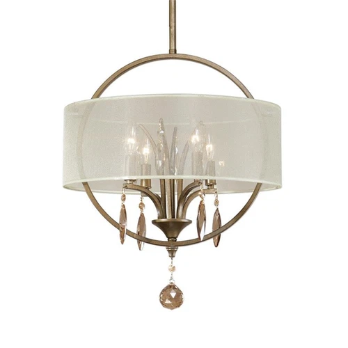 Uttermost Alenya 4 Light Fabric Drum Pendant in Burnished Gold - Picture 2 of 3