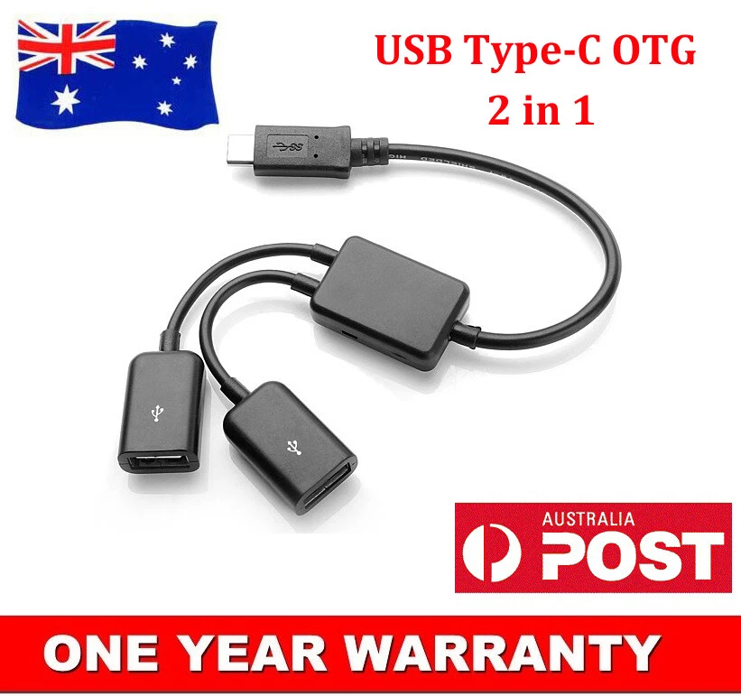 USB-C Type-C to Dual USB Type-A OTG HUB Cable Adapter Cord For Apple Macbook Pro - Image 3 of 3