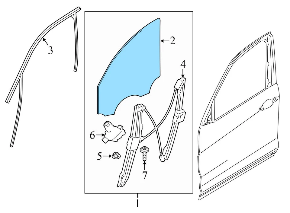 2013-2017 BMW X3 — стекло окна передней правой двери 7347646 - Изображение 2 из 4