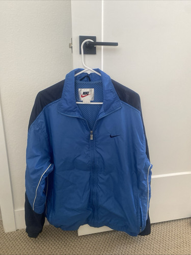 Vintage Nike Windbreaker Jacket Red Swoosh Vented 90s Zipped Pockets Old School! - Picture 1 of 6