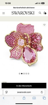 Swarovski Idyllia CocktailringPavé, Blume, Rosa, Goldlegierungsschicht