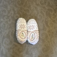 House Slippers- Pink And White, Kids Small Fuzzy, Soft, House Slippers