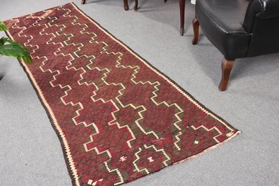 3,1x7,8 ft Herki Turkish Rug, Red Floral Vintage Rug Wool