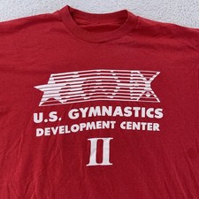Vintage U.S. Gymnastics Development Center Shirt Medium Red Single Stitch