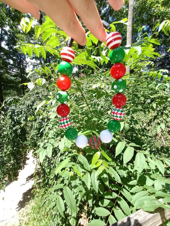 Grueso collar de Navidad para perro: rojo, verde y blanco joyas para mascotas navideñas Foto 3 de 4