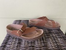 Mephisto Helen Strap Smooth Leather Slip On Sandals Camel Brown 36 6