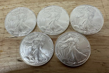 Lot of 5 2024 S*ilv*er American Eagle 1 oz. Fine .999 US oz Coins