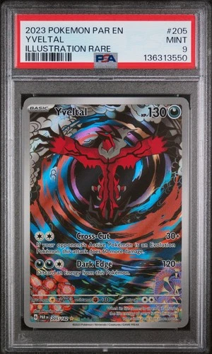 2023 POKEMON PAR EN-PARADOX RIFT ILLUSTRATION RARE #205 YVELTAL PSA 9