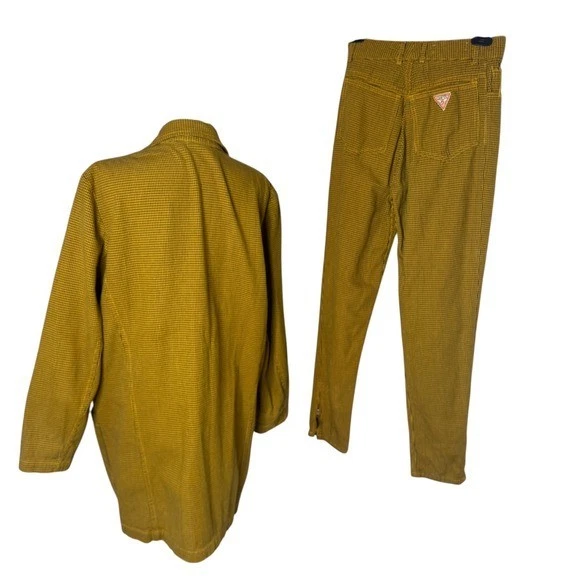 Vintage GUESS Georges Marciano 2 Piece Set Size 2 Houndstooth Blazer Pants - Image 2 of 4