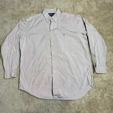 Vintage Polo Ralph Lauren Shirt Mens 16 Beige Oxford Yarmouth Long Sleeve