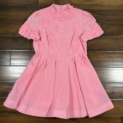 Antonio Melani Women's Size 10 Pink Taffy Floral Appliqué Iris Linen Mini Dress