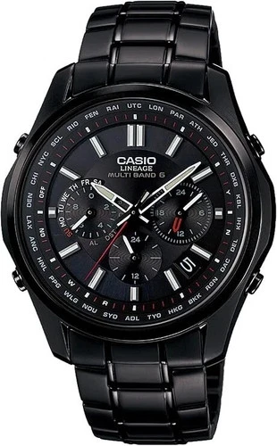Casio Lineage Radio Solar 47mm Black Stainless Steel Case Band Men's Wristwatch