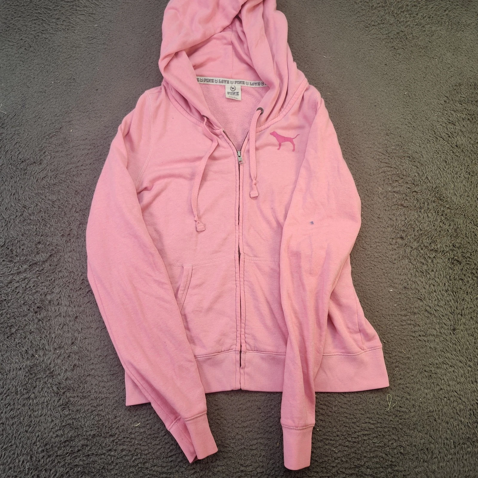 UNDERCOVER Felpa Victoria's Secret rosa con cappuccio donna piccola full zip maglione cane