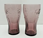 Coca-Cola Coke Vtg Amethyst Purple Collectible Glass 16oz Drink Tumbler Set of 2
