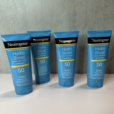 4X Neutrogena Hydro Boost Water Gel Lotion Sunscreen SPF 50 3 Oz -Exp:01-26+