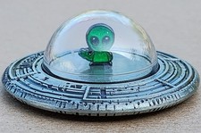 3D UFO Geocoin - Antique Silver - Activated  Adoptable - Read Description