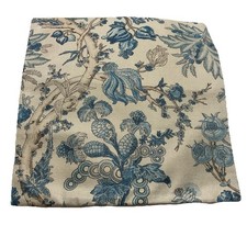 Chinoiserie Blue Tan Floral Botanical Linen Throw Pillow Cover Home Decor 18  