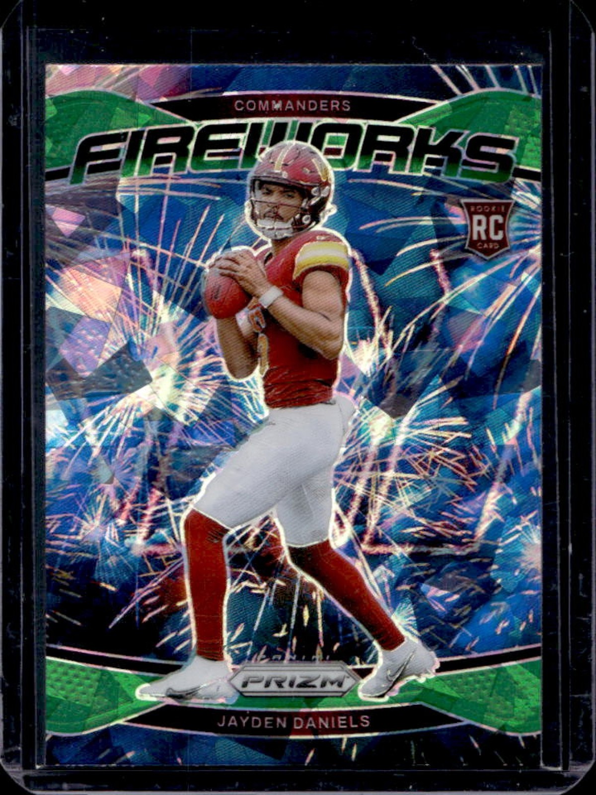 2024 Prizm Jayden Daniels Fireworks RC Green Ice #24 Commanders