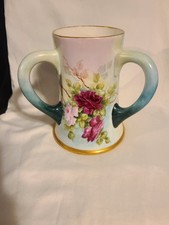Antique Early Lenox CAC American BELLEEK PORCELAIN 3 HANDLE LOVING / Trophy Cup