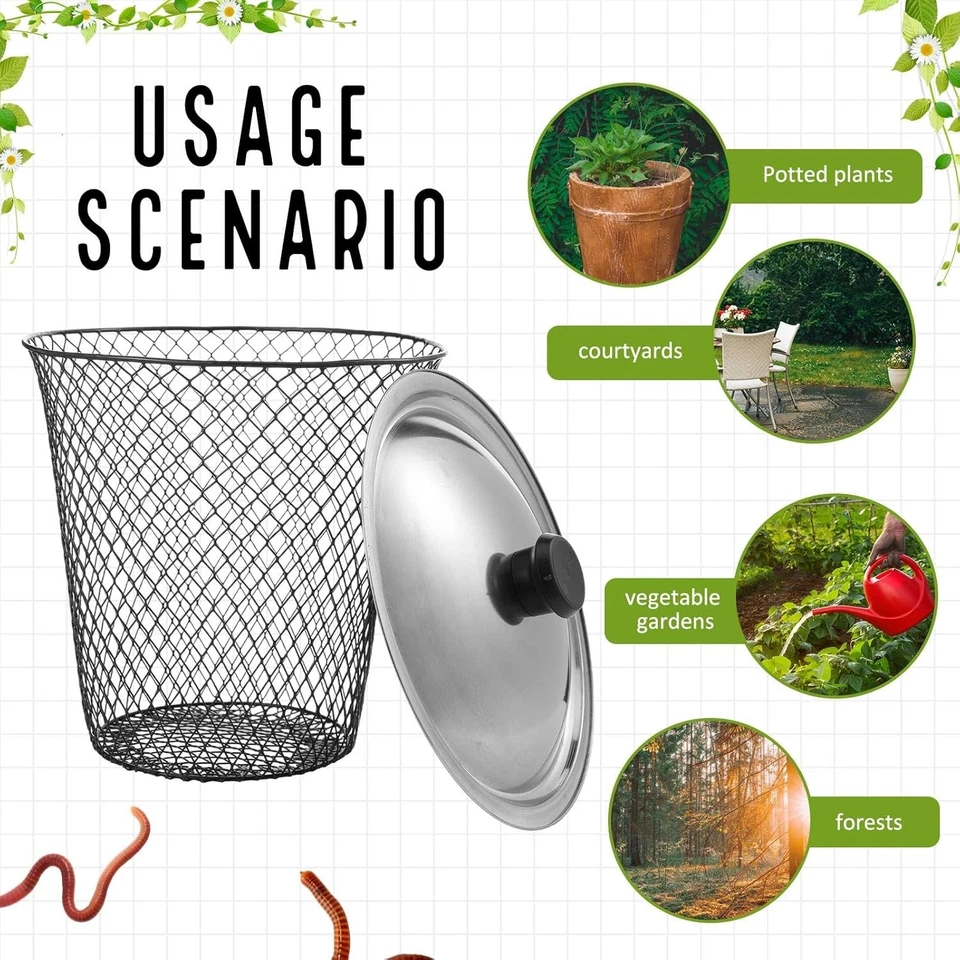 Compostador de gusanos de granja 4 piezas con tapas 9,1 x 9,1 x 5,9 pulgadas compost de gusanos Foto 4 de 4