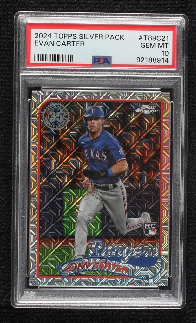 2024 Series 1 1989 Topps Chrome Silver Pack Evan Carter PSA 10 Rookie RC 1l2n