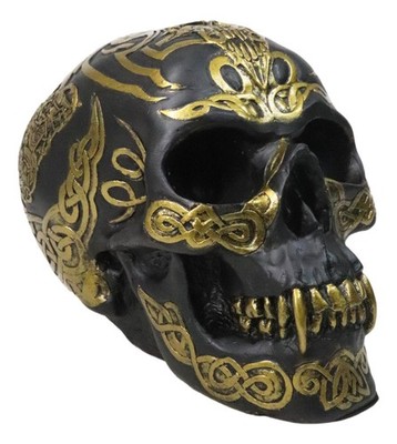 Ebros Celtic Tribal Knotwork Tattoo Black Ghost Vampire Skull Statue 7''L