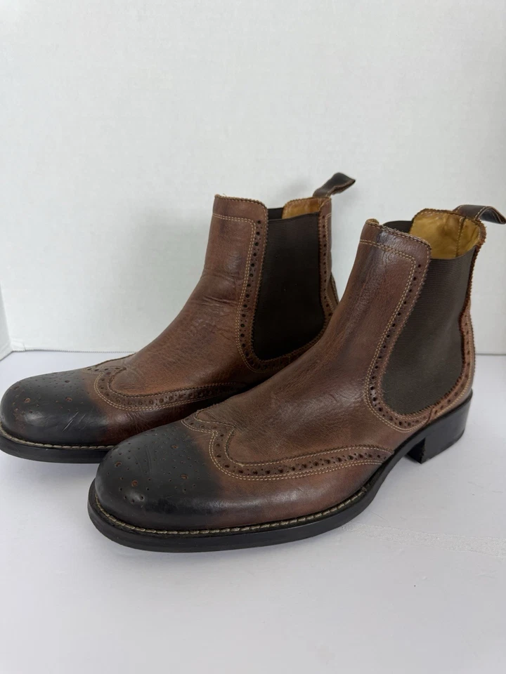 Cole Haan Chelsea Botas Para Hombres Talla 10M Cuero Marrón Tobillo Tirar Zapatos de Vestir Foto 2 de 4