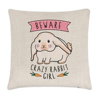 Beware VerrüCkte Hase MäDchen Leinen Kissenbezug - Lustig Bunny Tier Haustier
